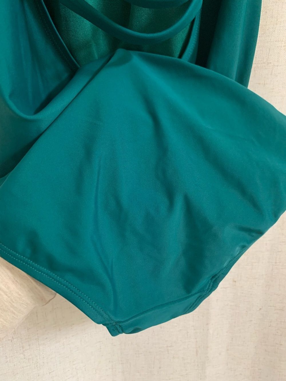 Bleu Rod Beattie Let Loose Teal Ruffle Halter Plunge Neck One Piece Swimsuit 12 - Picture 4 of 5